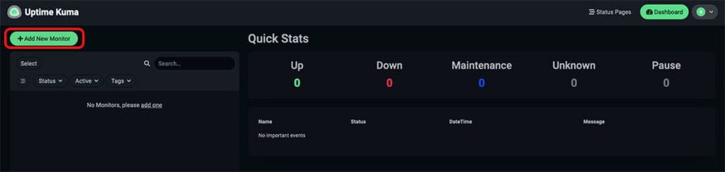 Uptime Kume - dodawanie monitoringu